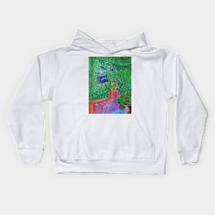 Tempera Sketch - Farmhouse Wall with a Vase. 2014 Kids Hoodie